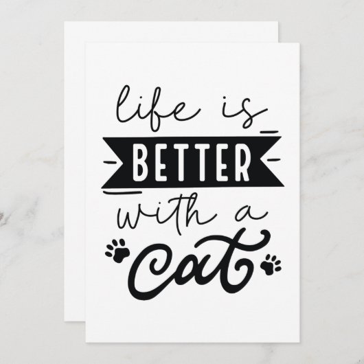 Het leven is beter met een kat bedankkaart (Voorkant / Achterkant)