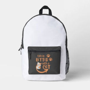 het leven is beter met een kat bedrukte rugzak