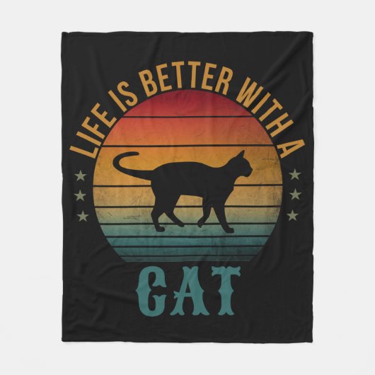 HET LEVEN IS BETER MET EEN KAT FLEECE DEKEN (Voorkant)