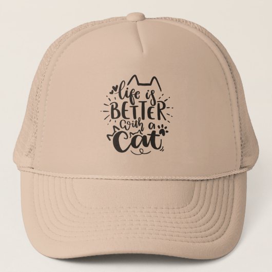 Het leven is beter met een kat - Hand-Drawn Cat Qu Trucker Pet (Voorkant)