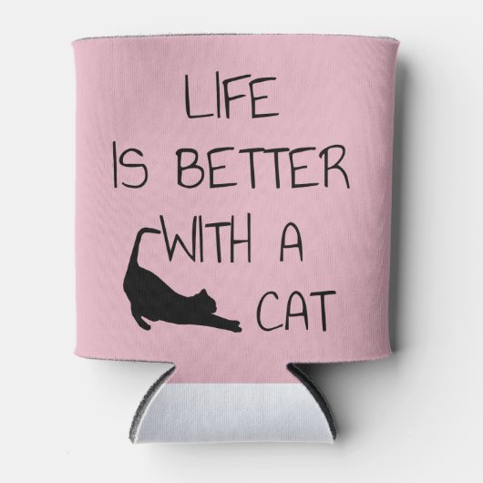 Het leven is beter met een kat - kat - kleppen T-s Blikjeskoeler (Voorkant)