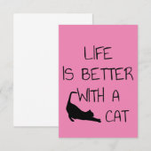 Het Leven Is Beter Met Een Kat - Kat Liefhebbers   Informatiekaartje (Voorkant / Achterkant)