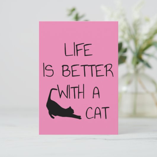 Het Leven Is Beter Met Een Kat - Kat Liefhebbers   Informatiekaartje (Staand voorkant)