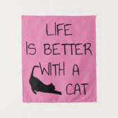 Het Leven Is Beter Met Een Kat - Kat Liefhebbers Wandkleed (Voorkant)