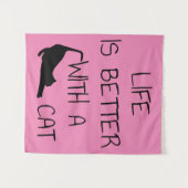 Het Leven Is Beter Met Een Kat - Kat Liefhebbers Wandkleed (Voorkant (horizontaal))