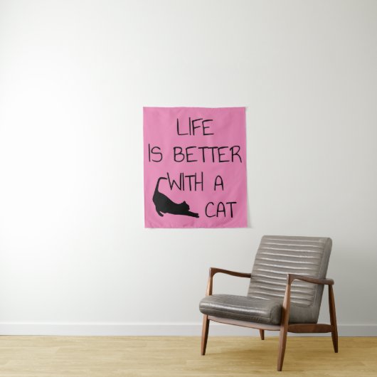 Het Leven Is Beter Met Een Kat - Kat Liefhebbers Wandkleed (In situ)