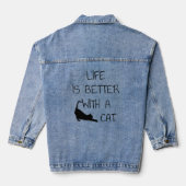 Het leven is beter met een kat - kattendeksel denim jacket (Achterkant)