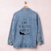 Het leven is beter met een kat - kattendeksel denim jacket (Hangar)