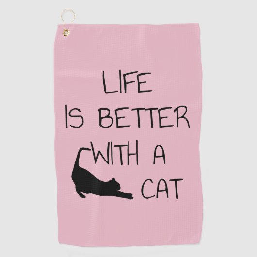 Het leven is beter met een kat - kattendeksel golfhanddoek (Voorkant)