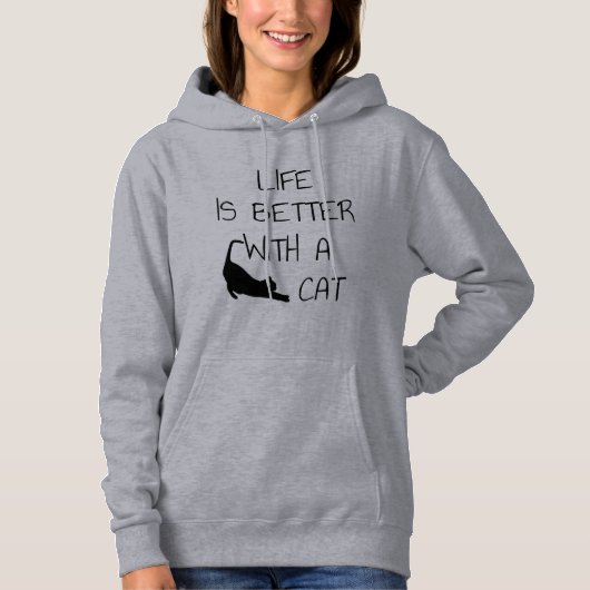 Het leven is beter met een kat - kattendeksel hoodie (Voorkant)