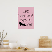 Het leven is beter met een kat - kattendeksel poster (Keuken)