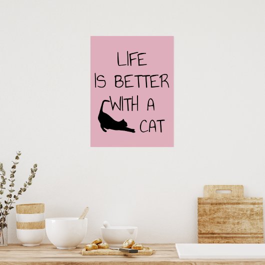 Het leven is beter met een kat - kattendeksel poster (Keuken)