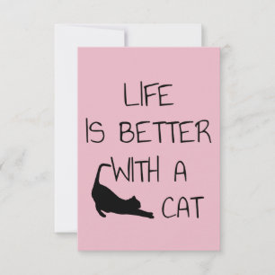 Het leven is beter met een kat - kattendeksel RSVP kaartje