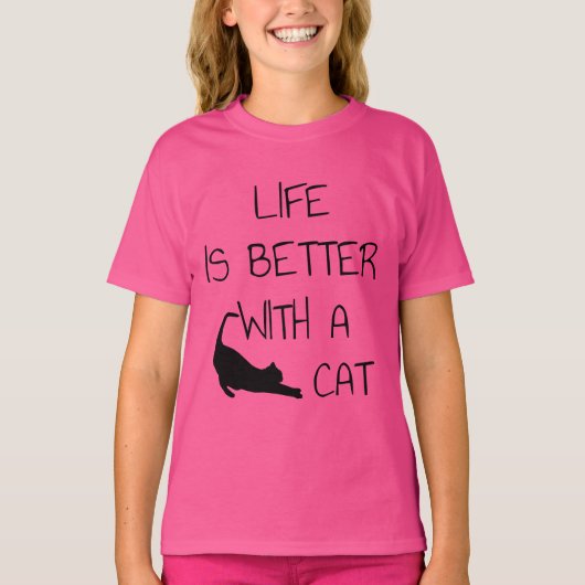 Het leven is beter met een kat - kattendeksel t-shirt (Voorkant)