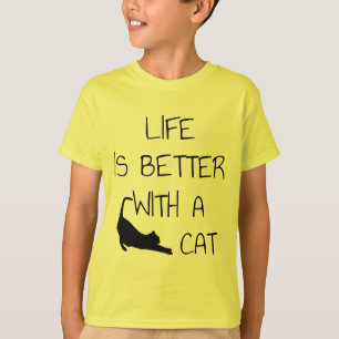 Het leven is beter met een kat - kattendeksel t-shirt
