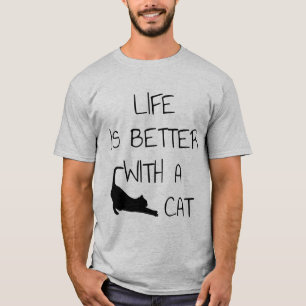Het leven is beter met een kat - kattendeksel t-shirt