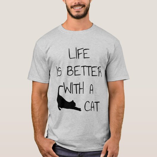Het leven is beter met een kat - kattendeksel t-shirt (Voorkant)
