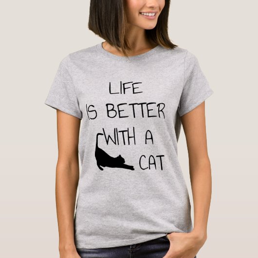 Het leven is beter met een kat - kattendeksel t-shirt (Voorkant)