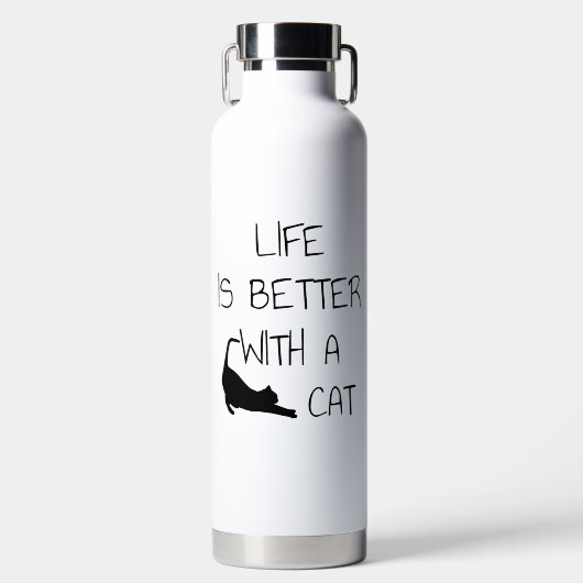 Het Leven Is Beter Met Een Kat - Kattenliefhebbers Waterfles (Voorkant)