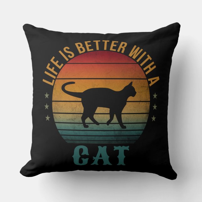 HET LEVEN IS BETER MET EEN KAT  KUSSEN (Voorkant)