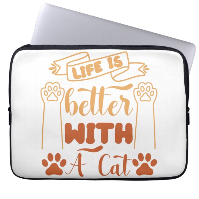 Het leven is beter met een kat laptop sleeve (Voorkant)