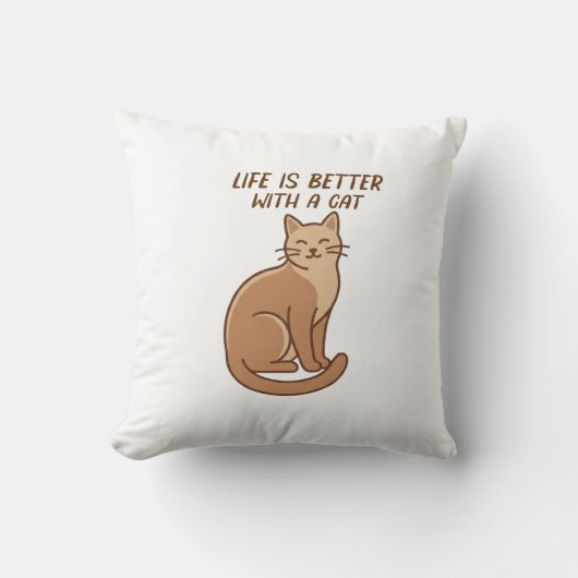 Het Leven Is Beter Met Een Kat – Mooie Ontwerp Voo Kussen (Voorkant)