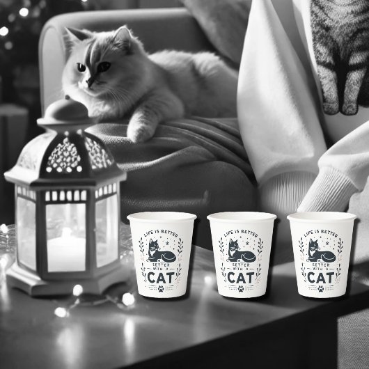 Het leven is beter met een kat papieren bekers