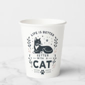 Het leven is beter met een kat papieren bekers (Achterkant)