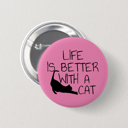 Het leven is beter met een kat ronde button 5,7 cm (Voorkant /achterkant)