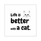 Het leven is beter met een kat Rubber Stamp Rubberstempel (Afrduk)