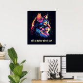 Het leven is beter met een kat. Schattigee kleurri Poster (Thuiskantoor)