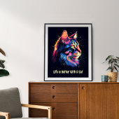 Het leven is beter met een kat. Schattigee kleurri Poster