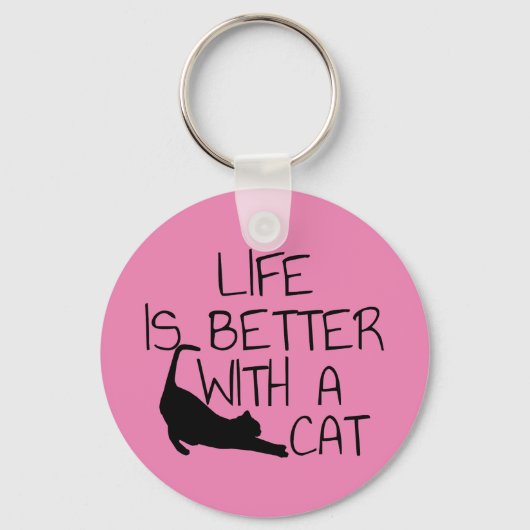 Het leven is beter met een kat sleutelhanger (Voorkant)
