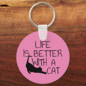 Het leven is beter met een kat sleutelhanger (Voorkant)