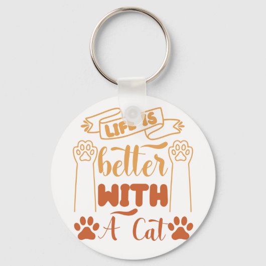 Het leven is beter met een kat sleutelhanger (Voorkant)
