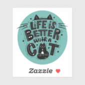 Het leven is beter met een kat sticker (Vel)