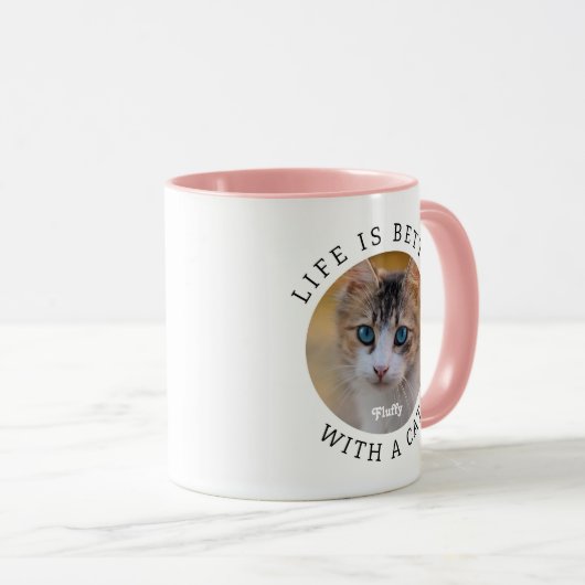 Het leven is beter met een Kat toevoegen Foto en N Mok (Voorkant rechts)