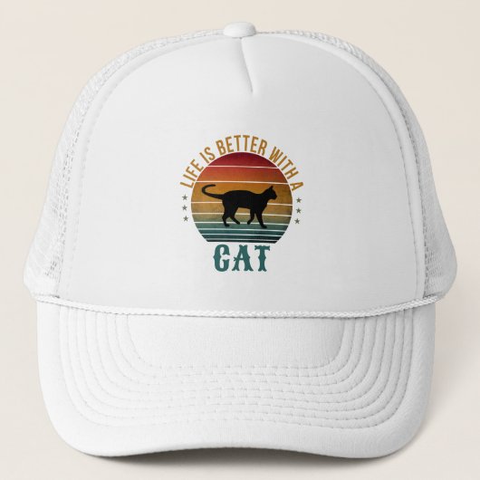 HET LEVEN IS BETER MET EEN KAT-TRUCKER HAT TRUCKER PET (Voorkant)