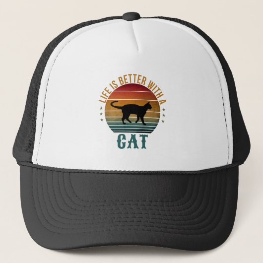 HET LEVEN IS BETER MET EEN KAT-TRUCKER HAT TRUCKER PET (Voorkant)