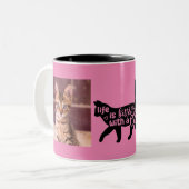 Het leven is beter met een kat tweekleurige koffiemok (Voorkant links)