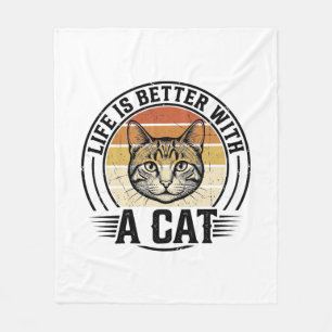 Het Leven Is Beter Met Een Kat Vintage Kat Shirt O Fleece Deken