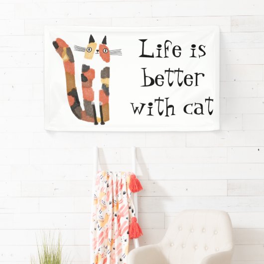 Het leven is beter met een kattenbanner - Schattig Spandoek (Insitu)