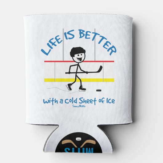 Het leven is beter met een koude ijskap blikjeskoeler (Achterkant)