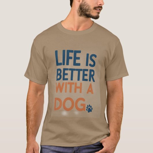 Het leven is beter met een moderne hond grijs en w t-shirt (Voorkant)