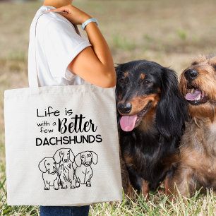 Het leven is beter met een paar teckels doodle tote bag