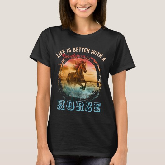 HET LEVEN IS BETER MET EEN PAARD T-SHIRT (Voorkant)