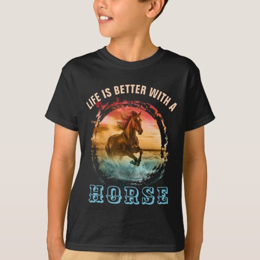 HET LEVEN IS BETER MET EEN PAARD T-SHIRT (Voorkant)