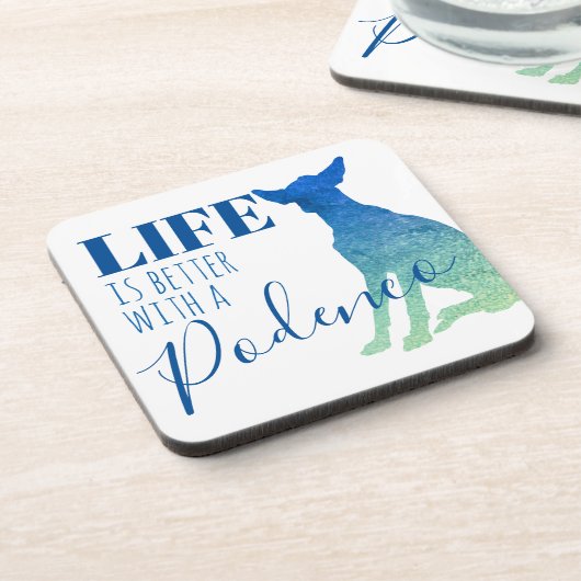 Het leven is beter met een Podenco Silhouette Bier Onderzetter (Linkerzijde)