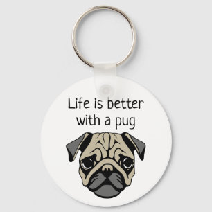 Het leven is beter met een pug sleutelhanger