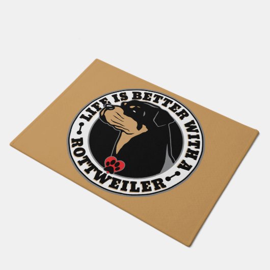 Het leven is beter met een rottweiler deurmat (Schuin)